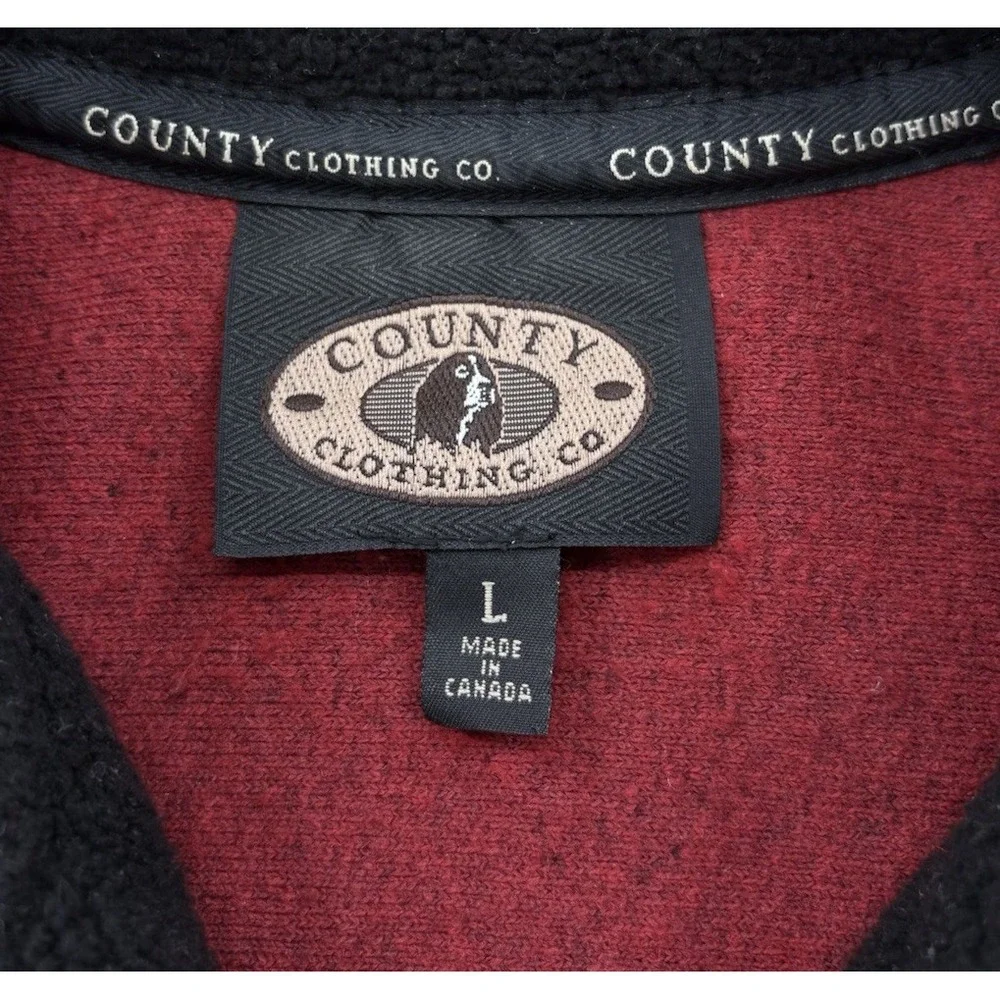 Vintage Country Clothing Fleece Coat Womens L Red Floral Canada Made Cottagecore
